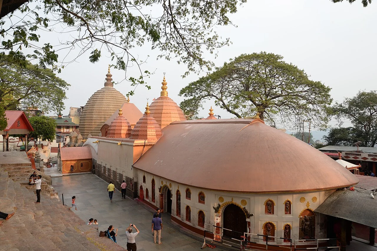 The rounded roofs and courtyard of Kamakhya Temple in Guwahati