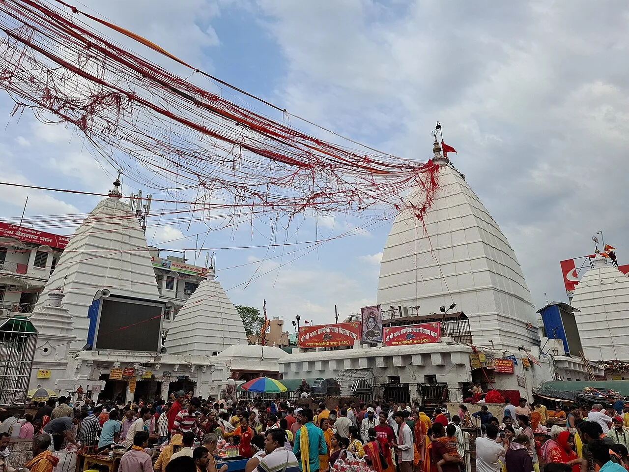 The white spires and courtyard of Baidyanath Temple in Deoghar